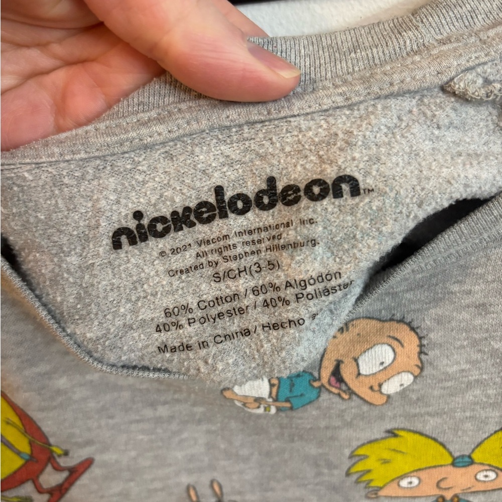 Gray 90s Cartoon Theme Sweatshirt SpongeBob Rocco's Modern Hey Arnold medium - Picture 4 of 8